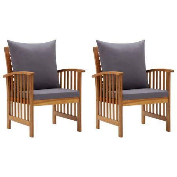 Garden Chairs With Cushions 2 Pcs Solid Acacia Wood