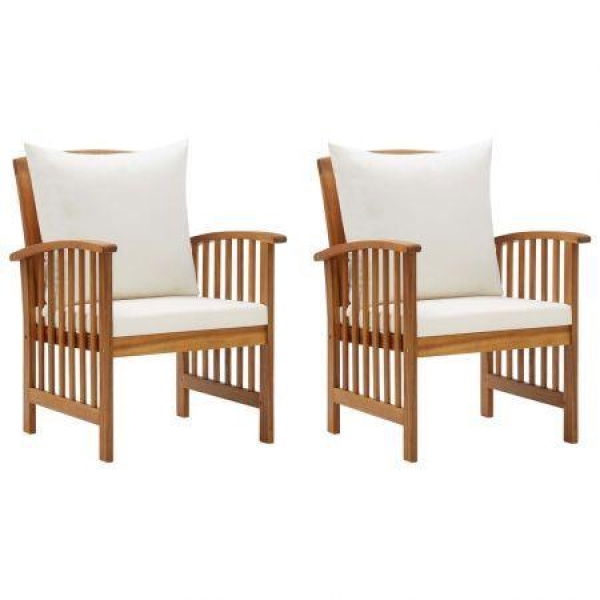 Garden Chairs With Cushions 2 Pcs Solid Acacia Wood