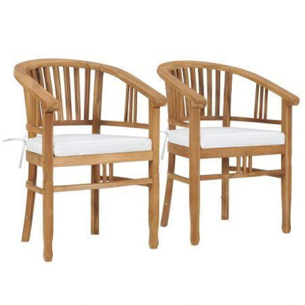 Garden Chairs With Cushions 2 Pcs Solid Teak Wood