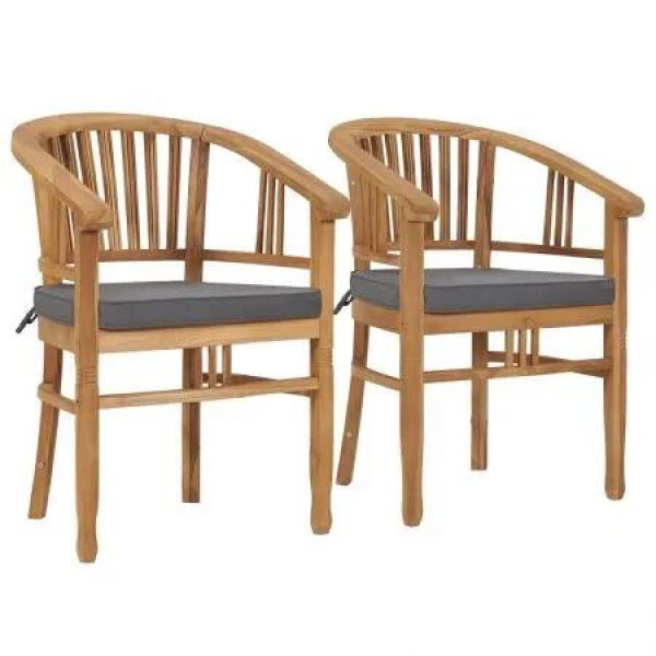 Garden Chairs with Cushions 2 pcs Solid Teak Wood