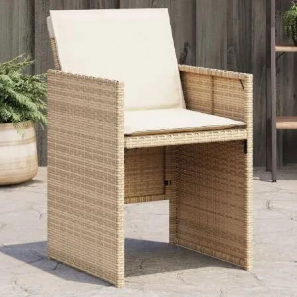 Garden Chairs with Cushions 4 pcs Beige Poly Rattan