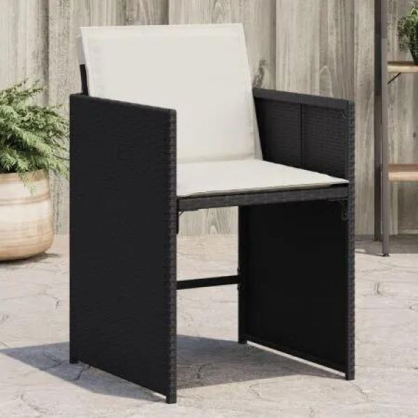 Garden Chairs with Cushions 4 pcs Black Poly Rattan