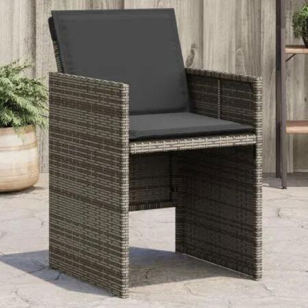 Garden Chairs with Cushions 4 pcs Grey Poly Rattan