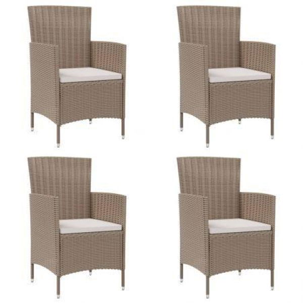 Garden Chairs With Cushions 4 Pcs Poly Rattan Beige