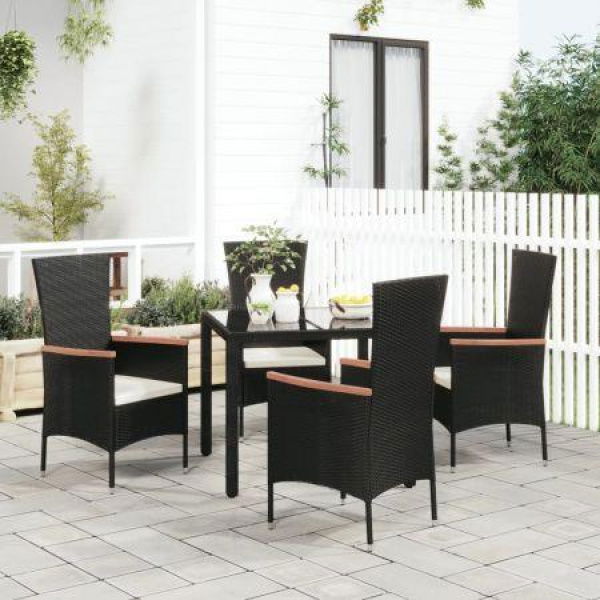 Garden Chairs With Cushions 4 Pcs Poly Rattan Black