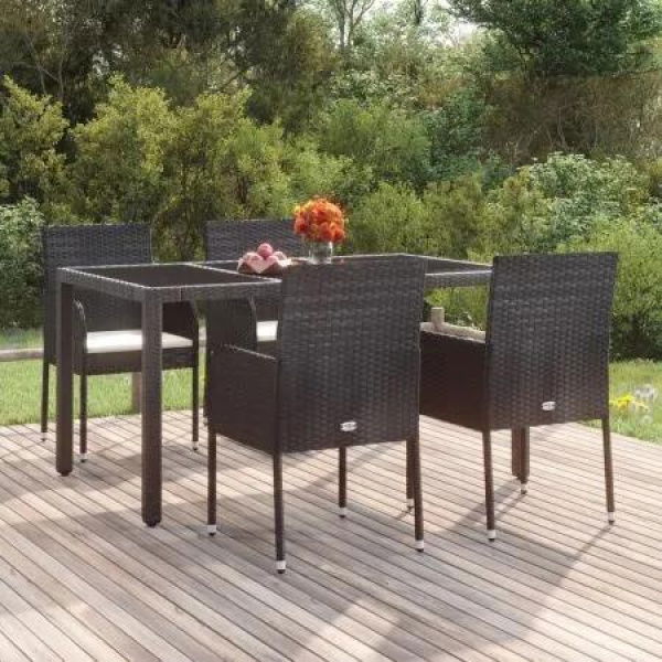 Garden Chairs with Cushions 4 pcs Poly Rattan Black