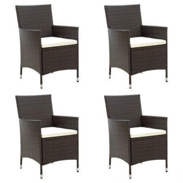 Garden Chairs With Cushions 4 Pcs Poly Rattan Brown