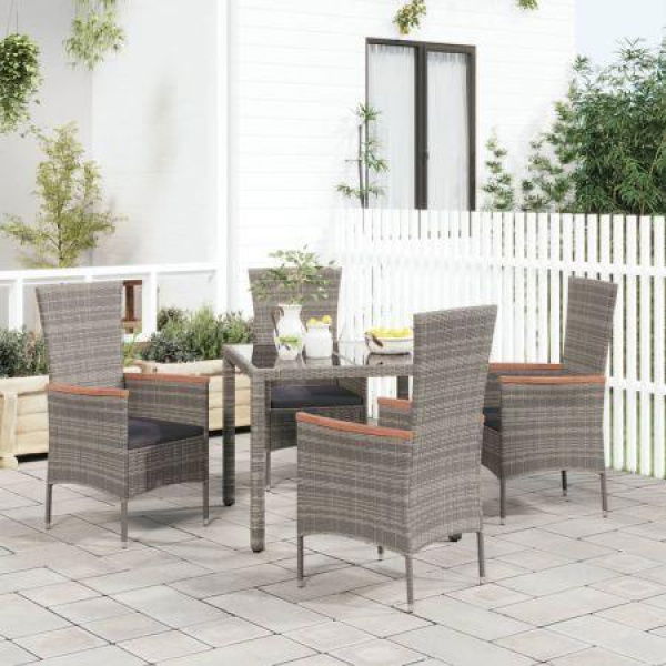 Garden Chairs With Cushions 4 Pcs Poly Rattan Grey