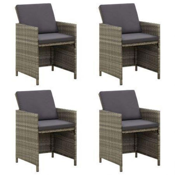 Garden Chairs With Cushions 4 Pcs Poly Rattan Grey