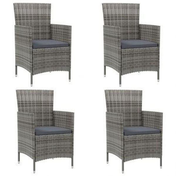 Garden Chairs With Cushions 4 Pcs Poly Rattan Grey