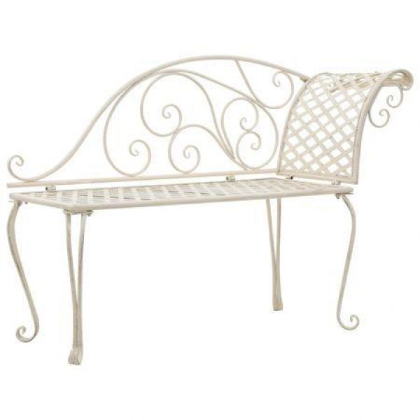 Garden Chaise Lounge 128 Cm Metal Antique White