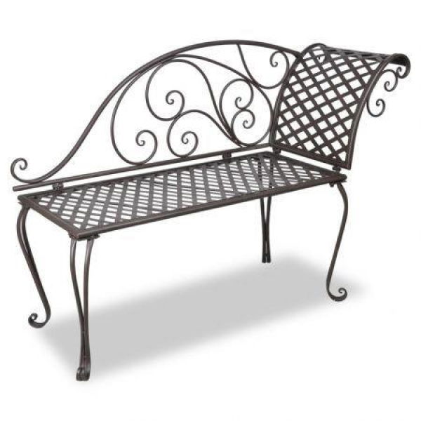 Garden Chaise Lounge 128 Cm Steel Antique Brown