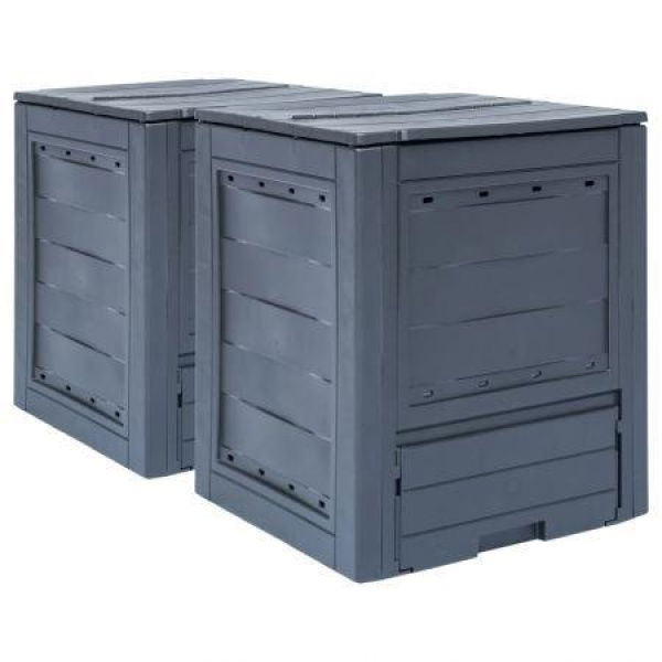 Garden Composters 2 Pcs Grey 60x60x73 Cm 520 L