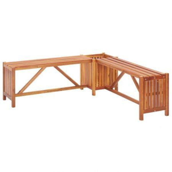 Garden Corner Bench With Planter 117x117x40 Cm Solid Acacia Wood