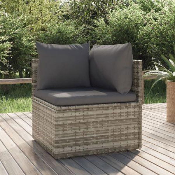 Garden Corner Sofa With Cushion Grey 57x57x56 Cm Poly Rattan