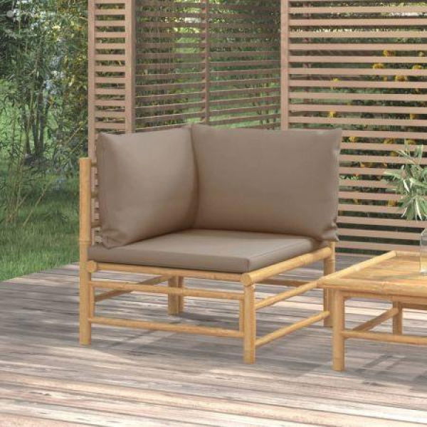 Garden Corner Sofa With Taupe Cushions Bamboo