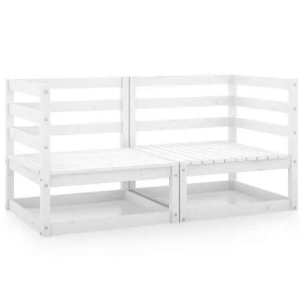 Garden Corner Sofas 2 pcs White Solid Pinewood