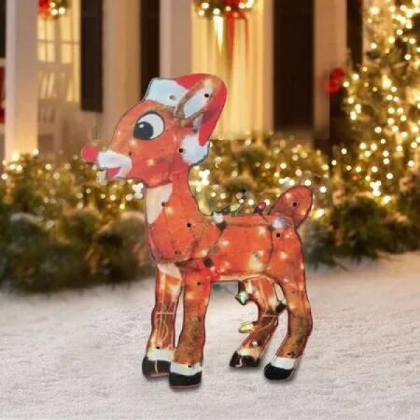 Garden Decor Lighted Christmas Sika Deer Acrylic Yard Stake Statue Illuminated Realistic Sculpture Landscape Pathway Lawn Backyard