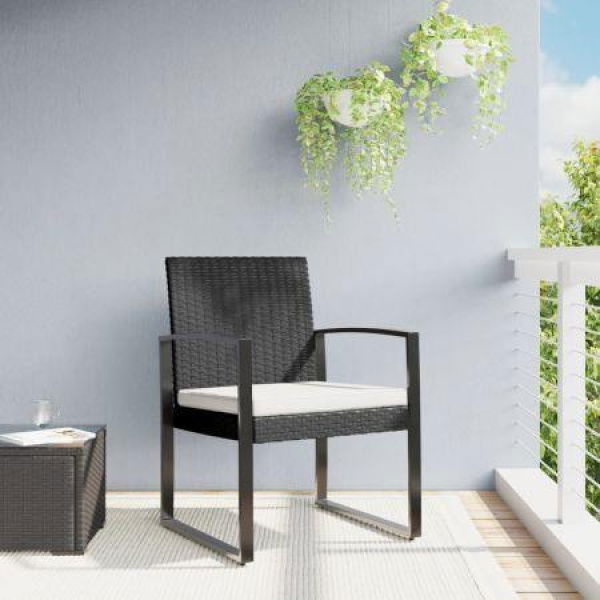 Garden Dining Chairs 2 Pcs Black PP Rattan