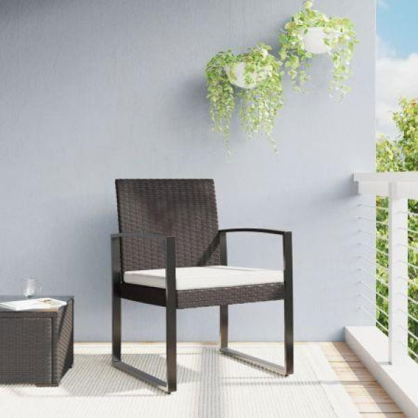 Garden Dining Chairs 2 Pcs Brown PP Rattan