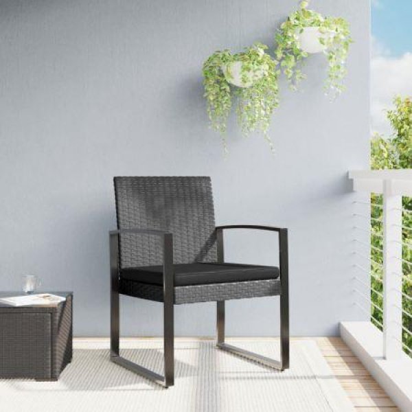 Garden Dining Chairs 2 Pcs Dark Grey PP Rattan