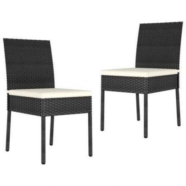 Garden Dining Chairs 2 Pcs Poly Rattan Black