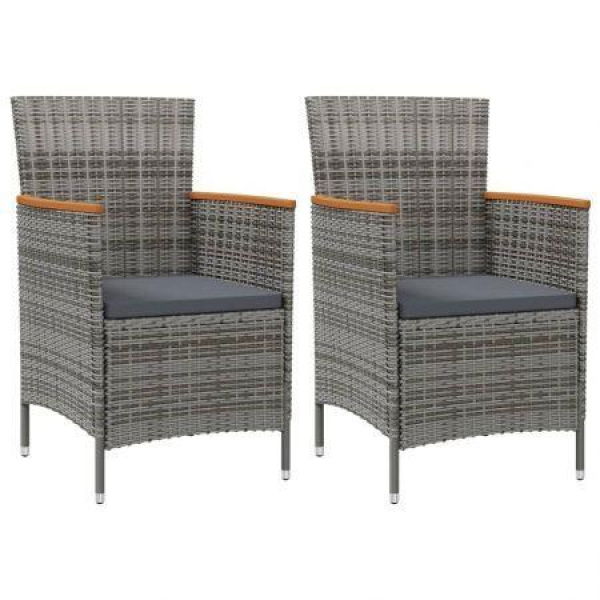 Garden Dining Chairs 2 Pcs Poly Rattan Grey