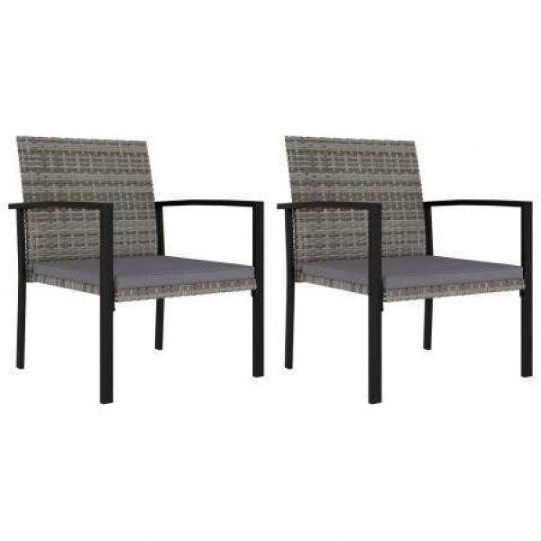 Garden Dining Chairs 2 Pcs Poly Rattan Grey