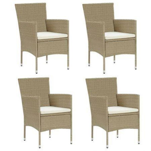 Garden Dining Chairs 4 Pcs Poly Rattan Beige