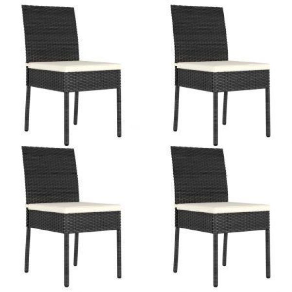 Garden Dining Chairs 4 Pcs Poly Rattan Black