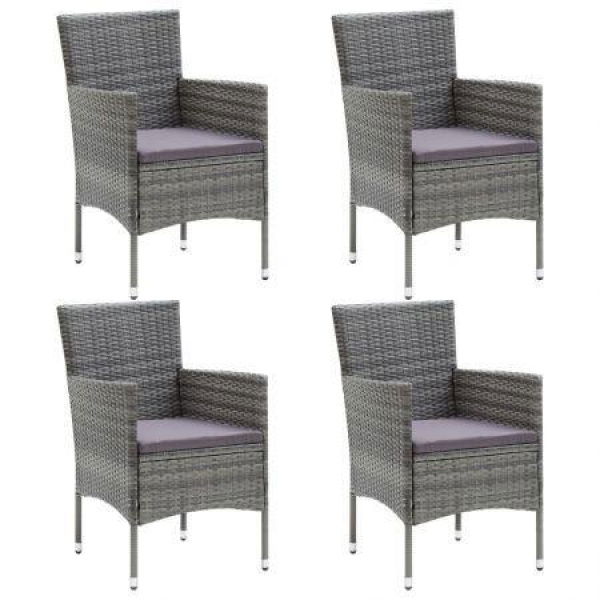 Garden Dining Chairs 4 Pcs Poly Rattan Grey