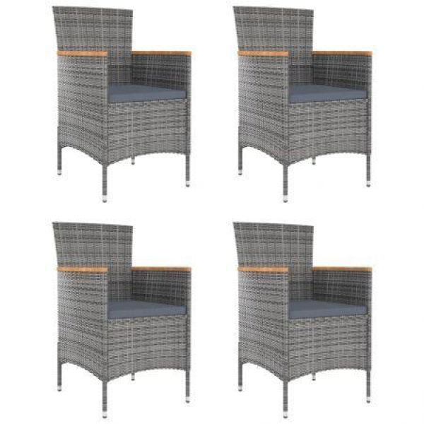 Garden Dining Chairs 4 Pcs Poly Rattan Grey