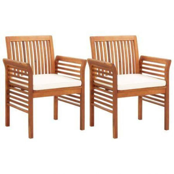 Garden Dining Chairs With Cushions 2 Pcs Solid Acacia Wood