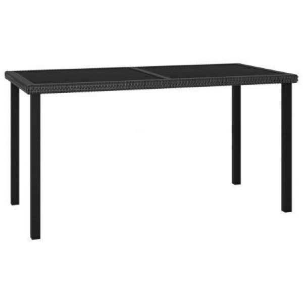 Garden Dining Table Black 140x70x73 Cm Poly Rattan