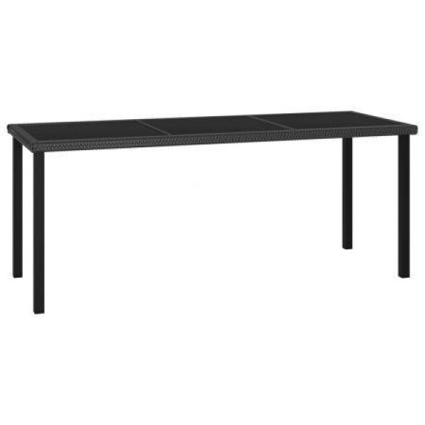 Garden Dining Table Black 180x70x73 Cm Poly Rattan