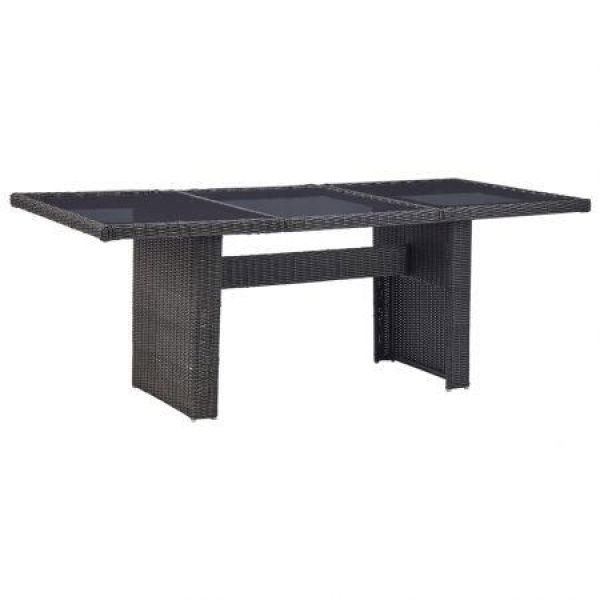 Garden Dining Table Black 200x100x74 Cm Glass And Poly Rattan