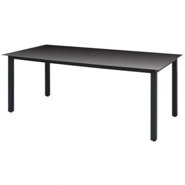 Garden Dining Table Glass Aluminium 190x90x74 Cm Black