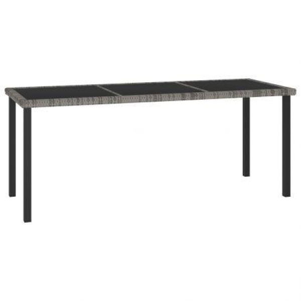 Garden Dining Table Grey 180x70x73 Cm Poly Rattan