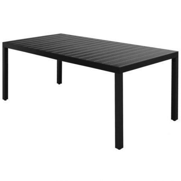 Garden Dining Table WPC Aluminium 185x90x74 Cm Black