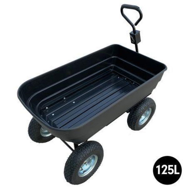 Garden Dump Cart Dumper Wagon Carrier Wheel Barrow 125L