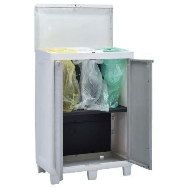 Garden Dustbin With 3 Bags Light Grey 65x38x102 Cm