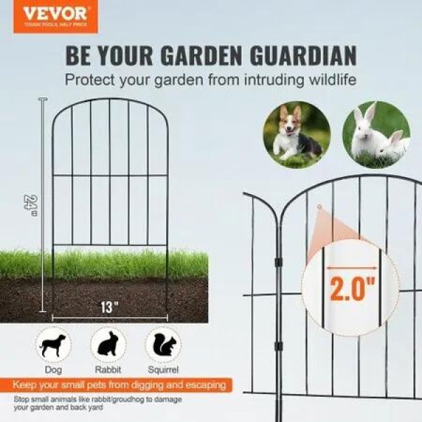 Garden Fence, No Dig Fence 61 x 33 cm Animal Barrier Fence, Underground Decorative Garden Fencing with 5.08 cm Spike Spacing, Metal Dog Fence for the Yard and Outdoor Patio, 28 Pack