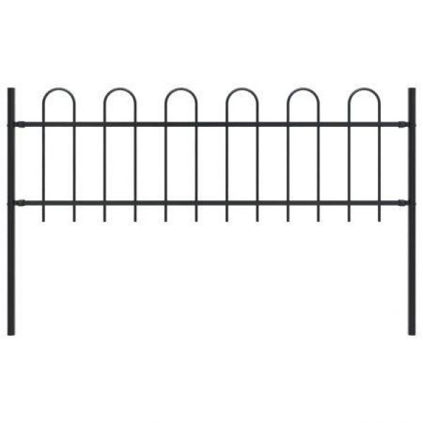 Garden Fence With Hoop Top Steel 1.7x0.6m Black.