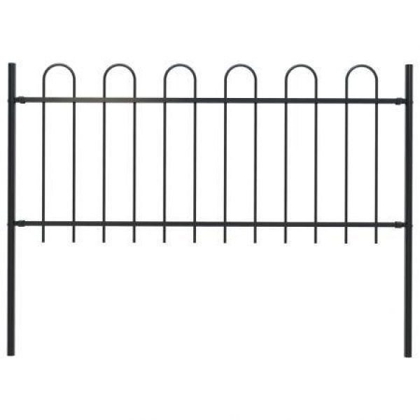 Garden Fence With Hoop Top Steel 1.7x0.8m Black.