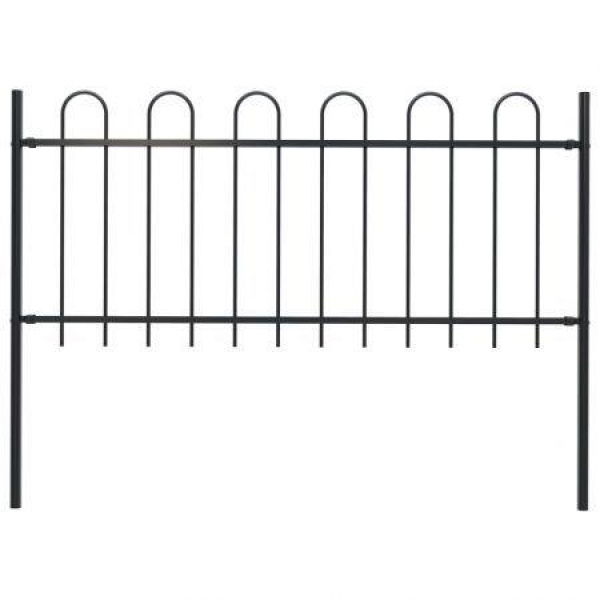 Garden Fence With Hoop Top Steel 1.7x1m Black.