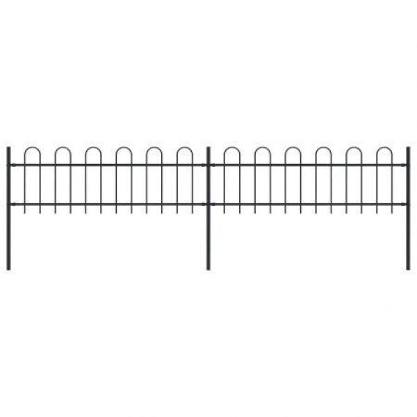 Garden Fence With Hoop Top Steel 3.4x0.6m Black.