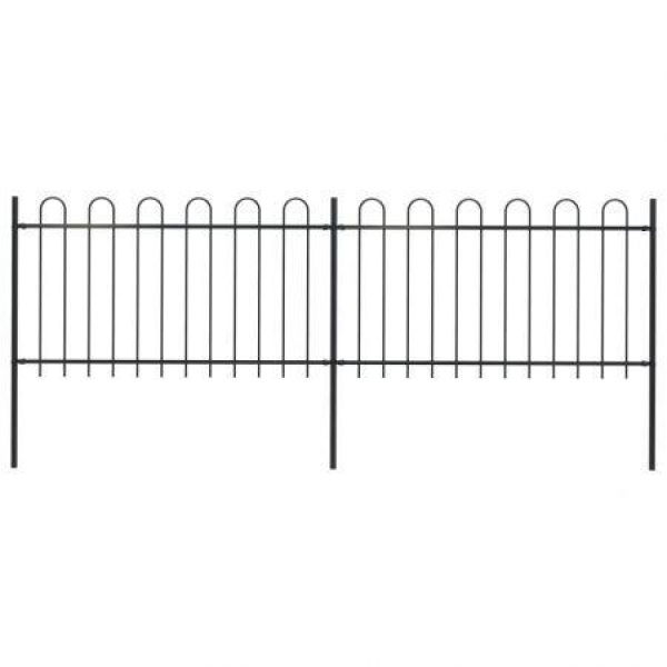 Garden Fence With Hoop Top Steel 3.4x1m Black.