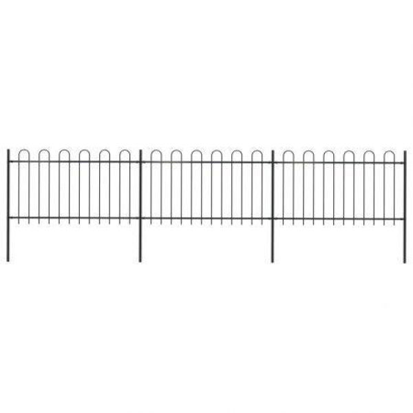 Garden Fence With Hoop Top Steel 5.1x1m Black.