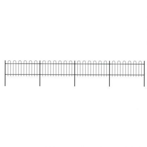 Garden Fence With Hoop Top Steel 6.8x0.8m Black.