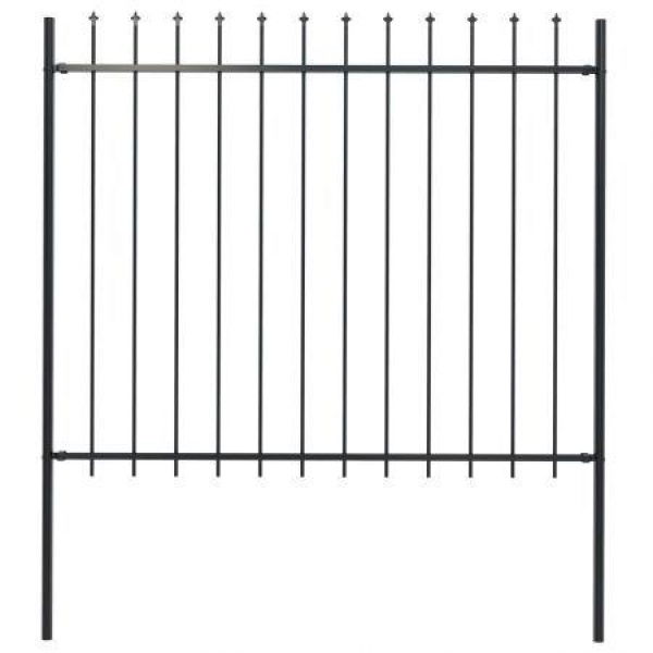 Garden Fence With Spear Top Steel 1.7x1.5m Black.